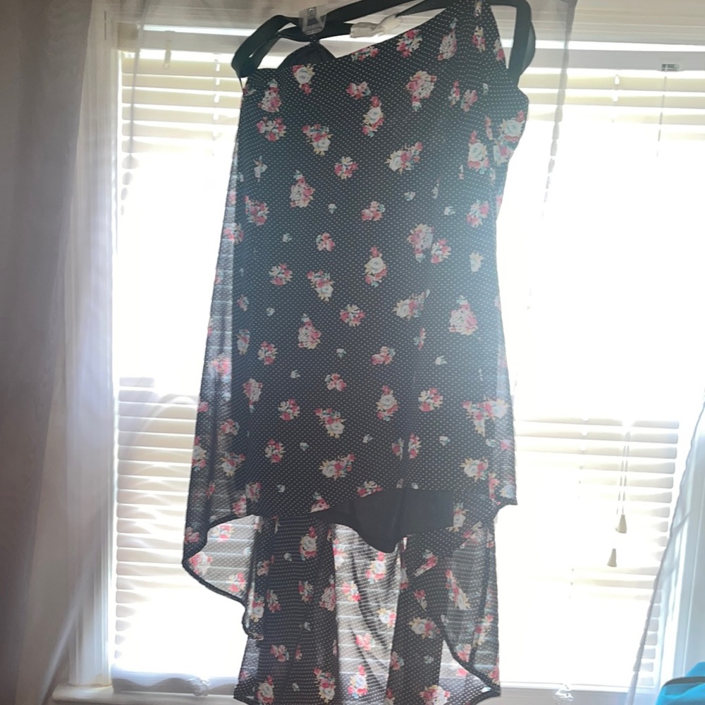 High low floral skirt with black belt new with tag